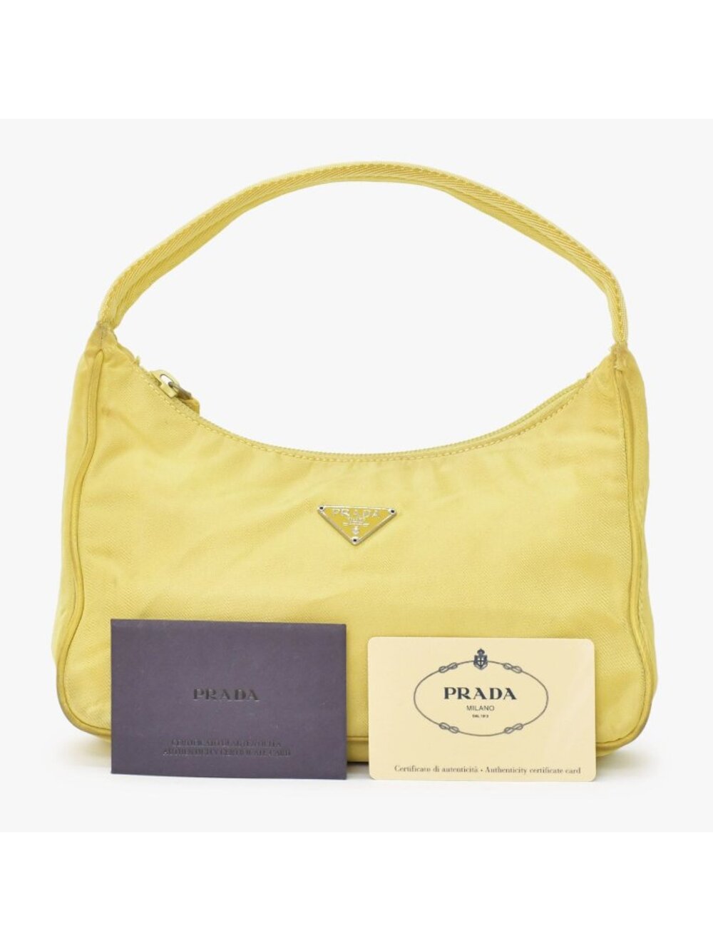 Prada Hand Handbag Mini Andbag Pouch Nylon Yellow